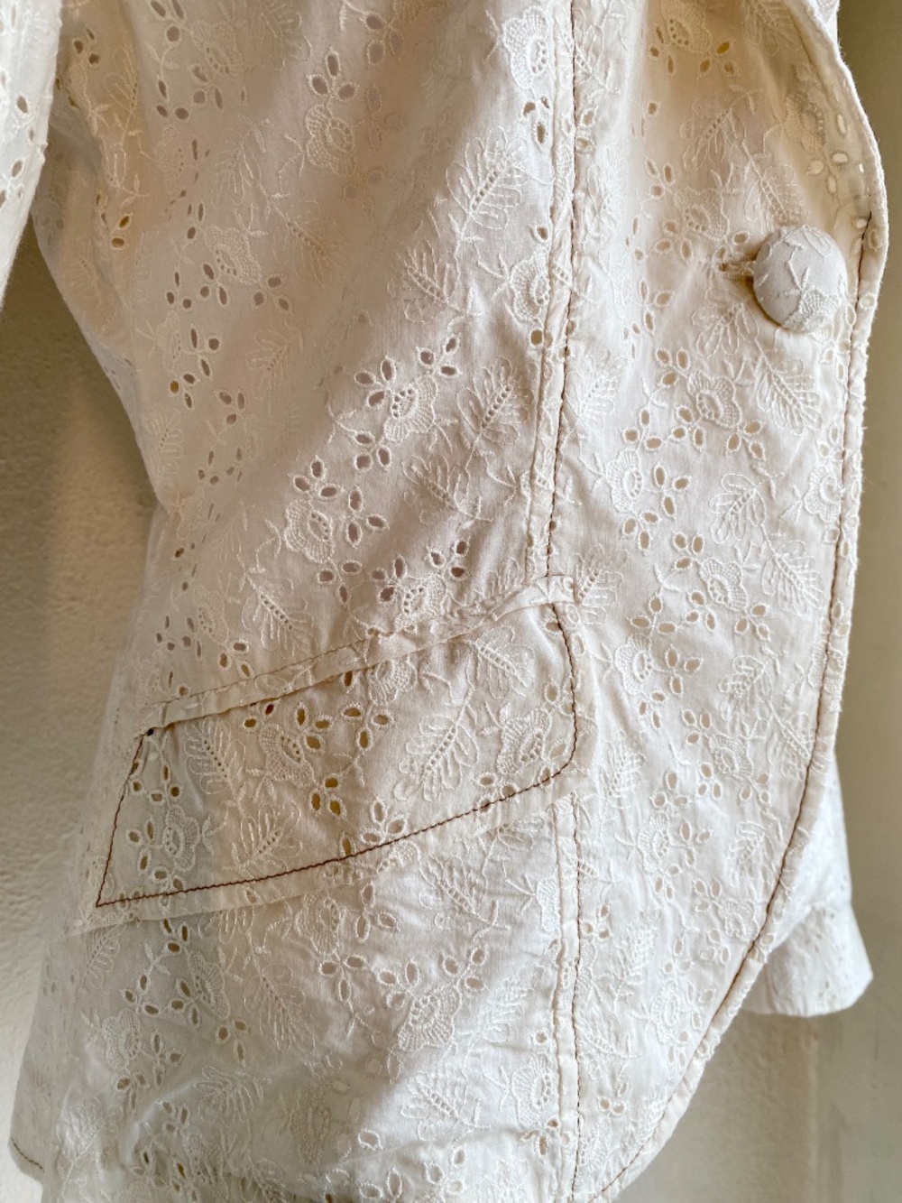 Rebecca Taylor ivory eyelet lace fitted cotton blazer Size 6 - Picture 6 of 14